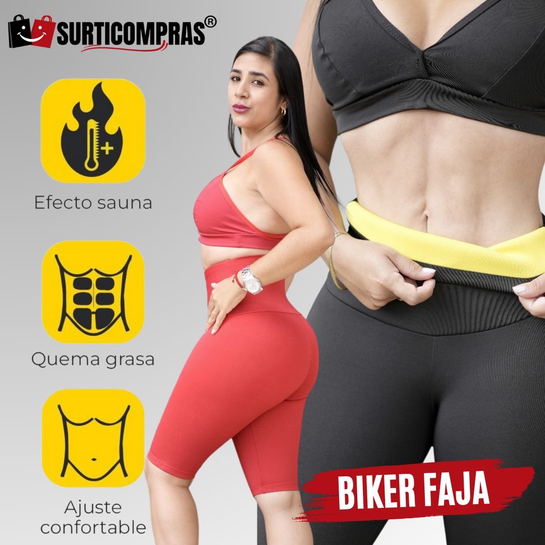 🔥BIKER CON FAJA NEOPRENO®️ 3 en 1 QUEMA GRASA ➕ MOLDEADORA ➕ LEVANTA COLA
